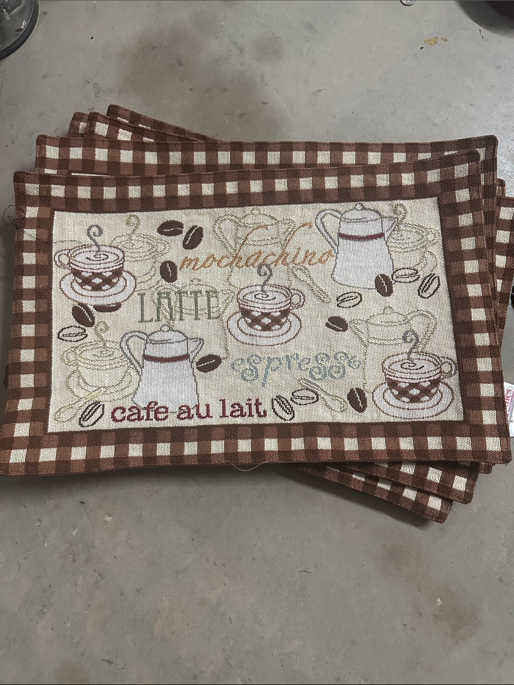 Better Homes And Gardens Brown and Cream Coffee Embroidered Placemats